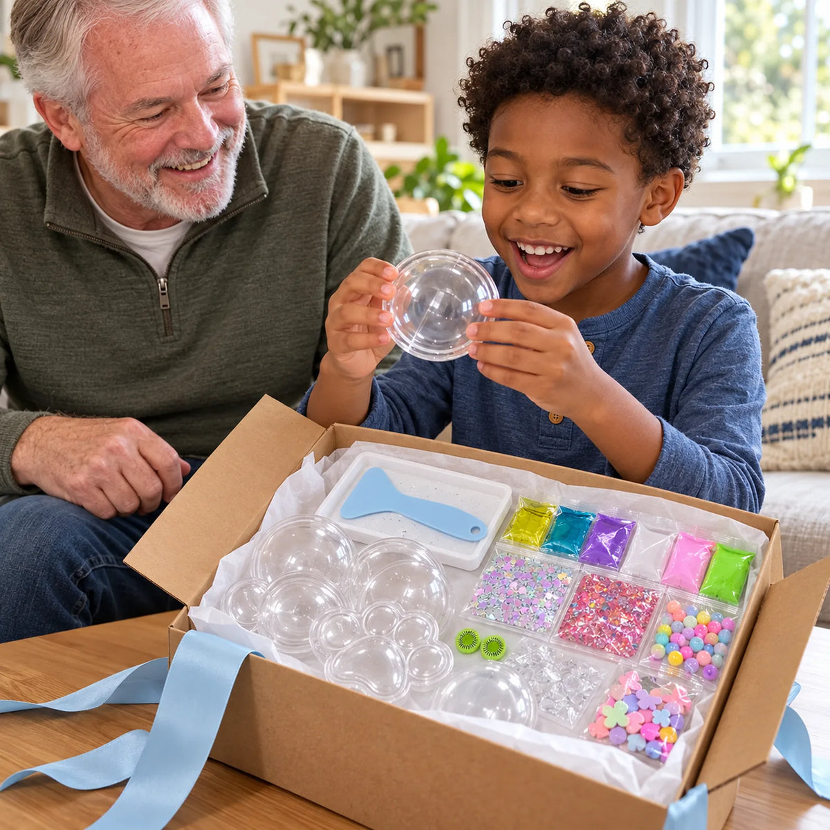 Opening the squishy kit as a gift