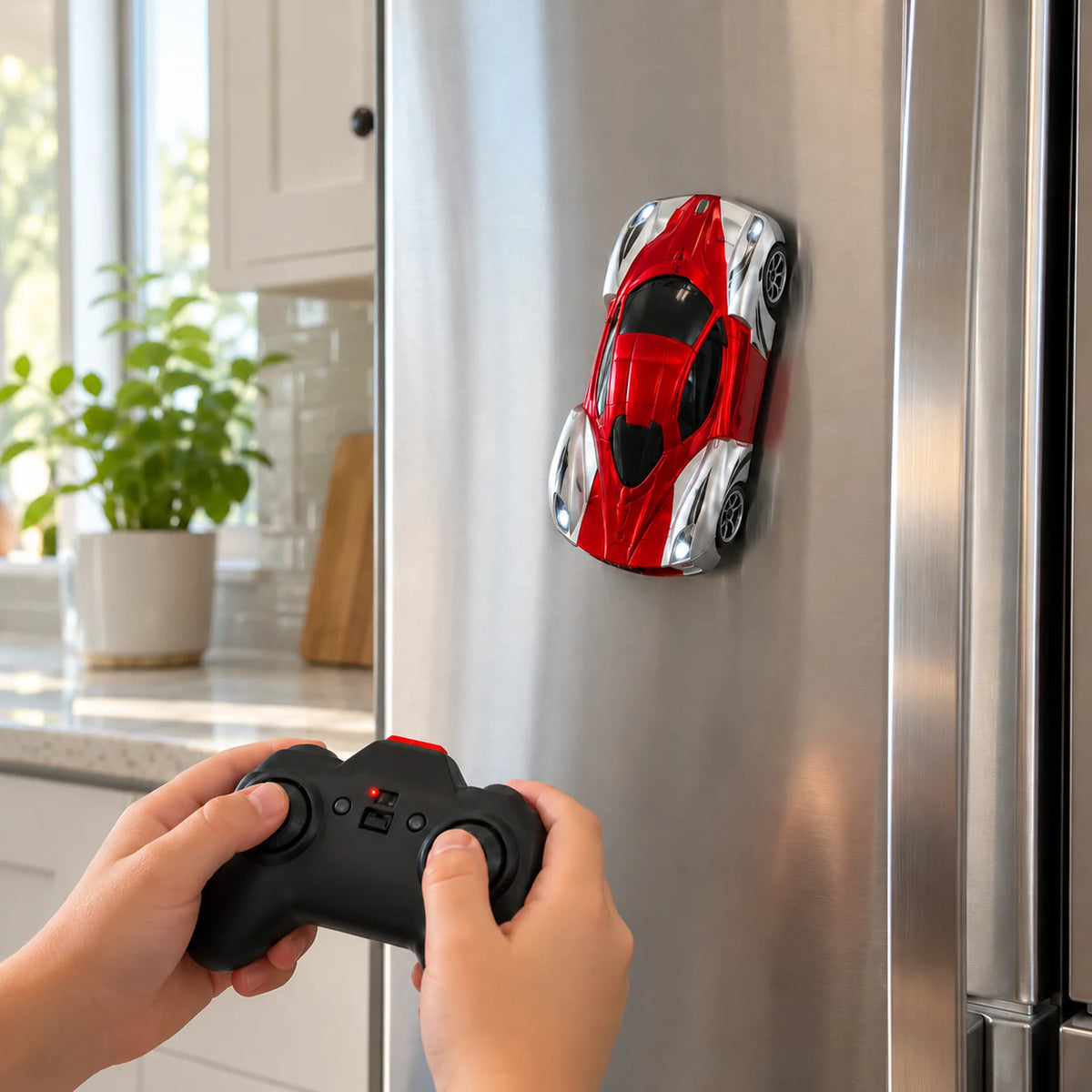 Driving the car up the fridge