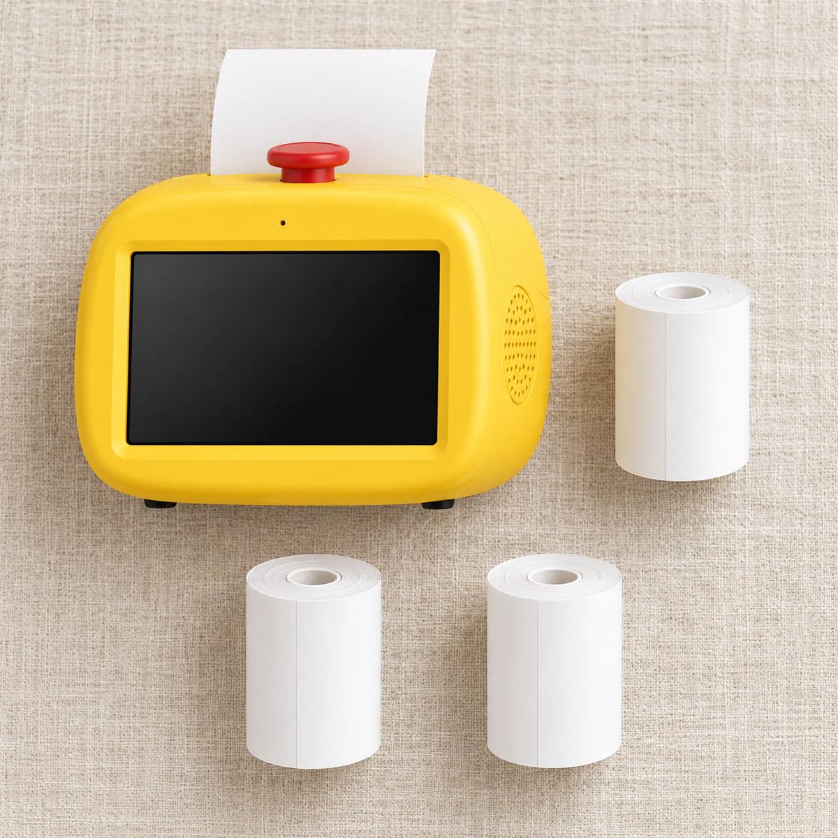 Sticker printer and three paper rolls