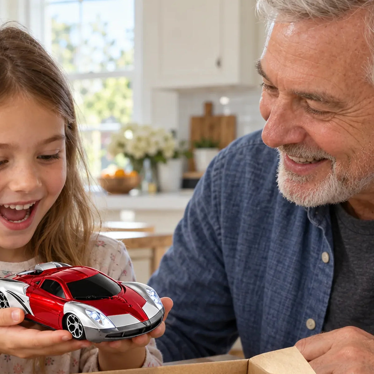 Opening the wall car as a gift